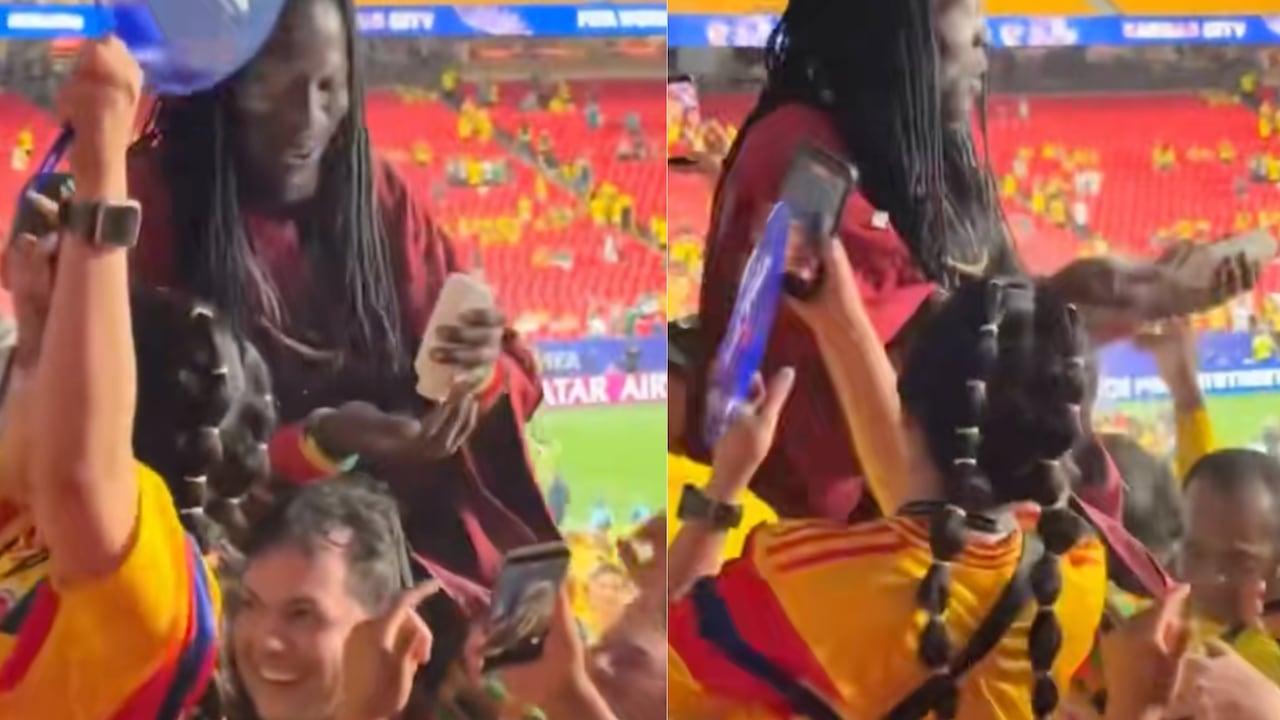 Supuesto brujo de Ghana terminó contagiado por los hinchas colombianos en el partido en Kansas.
