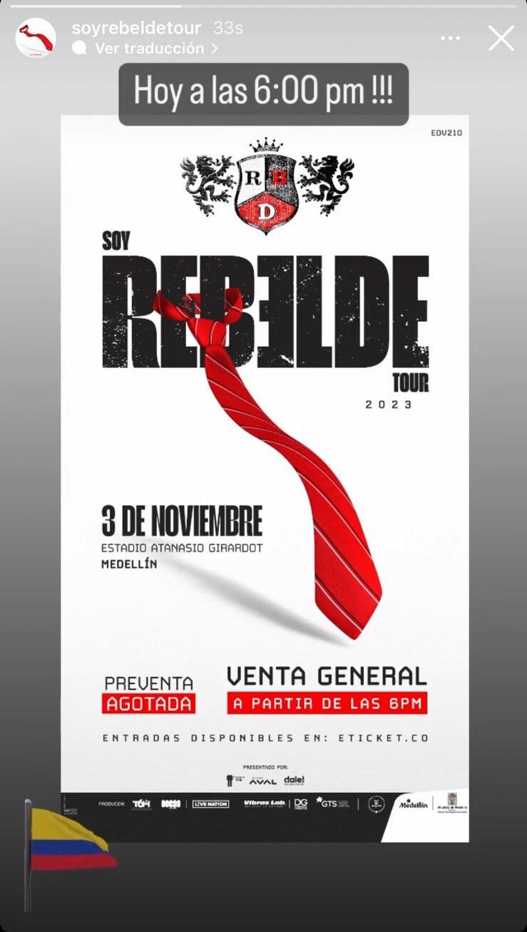RBD agotó su boletería en preventa en Colombia
