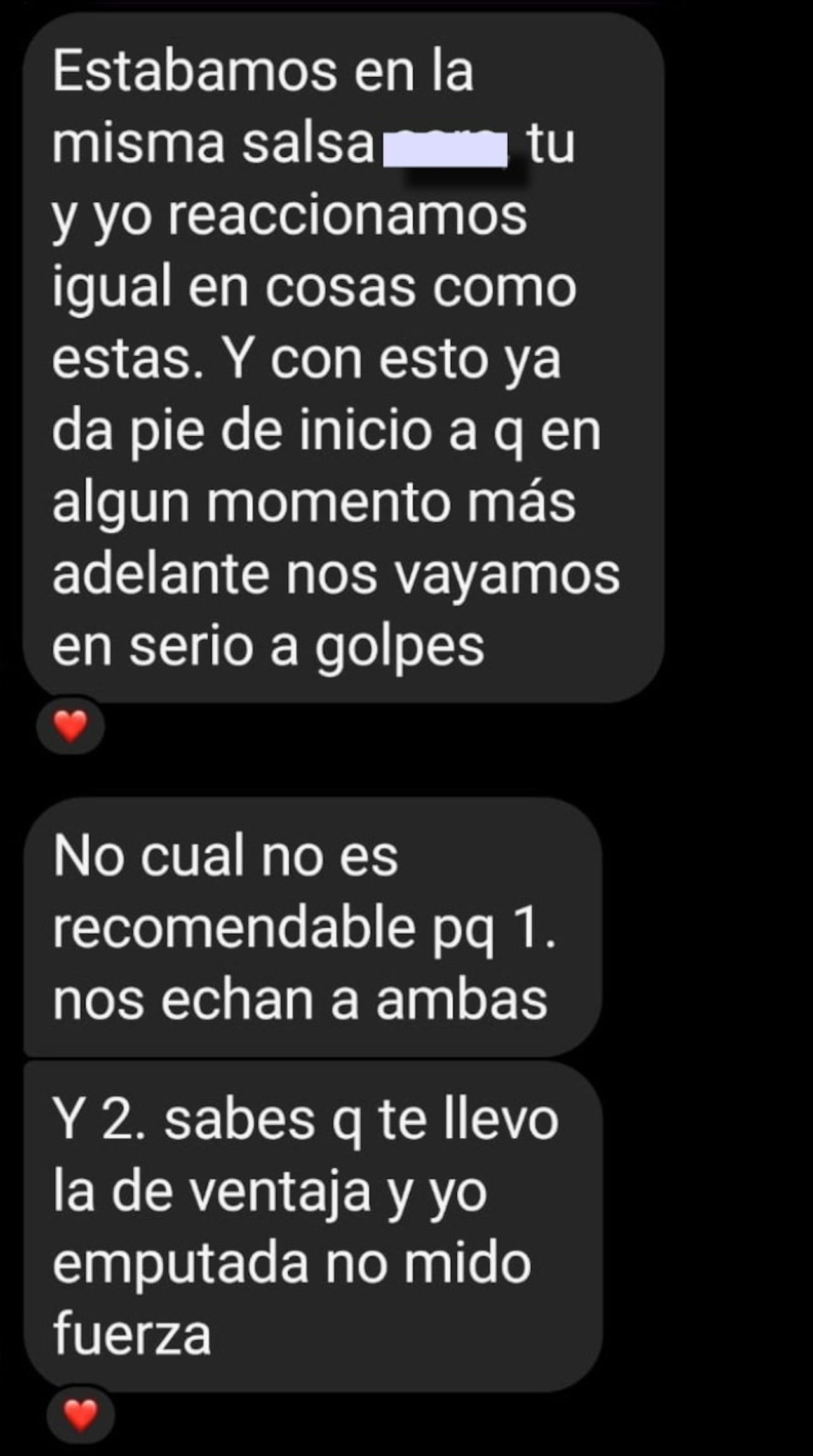 Chat con pruebas de presunta agresión en el GCB | Foto: Familia de niña agredida presuntamente a SEMANA