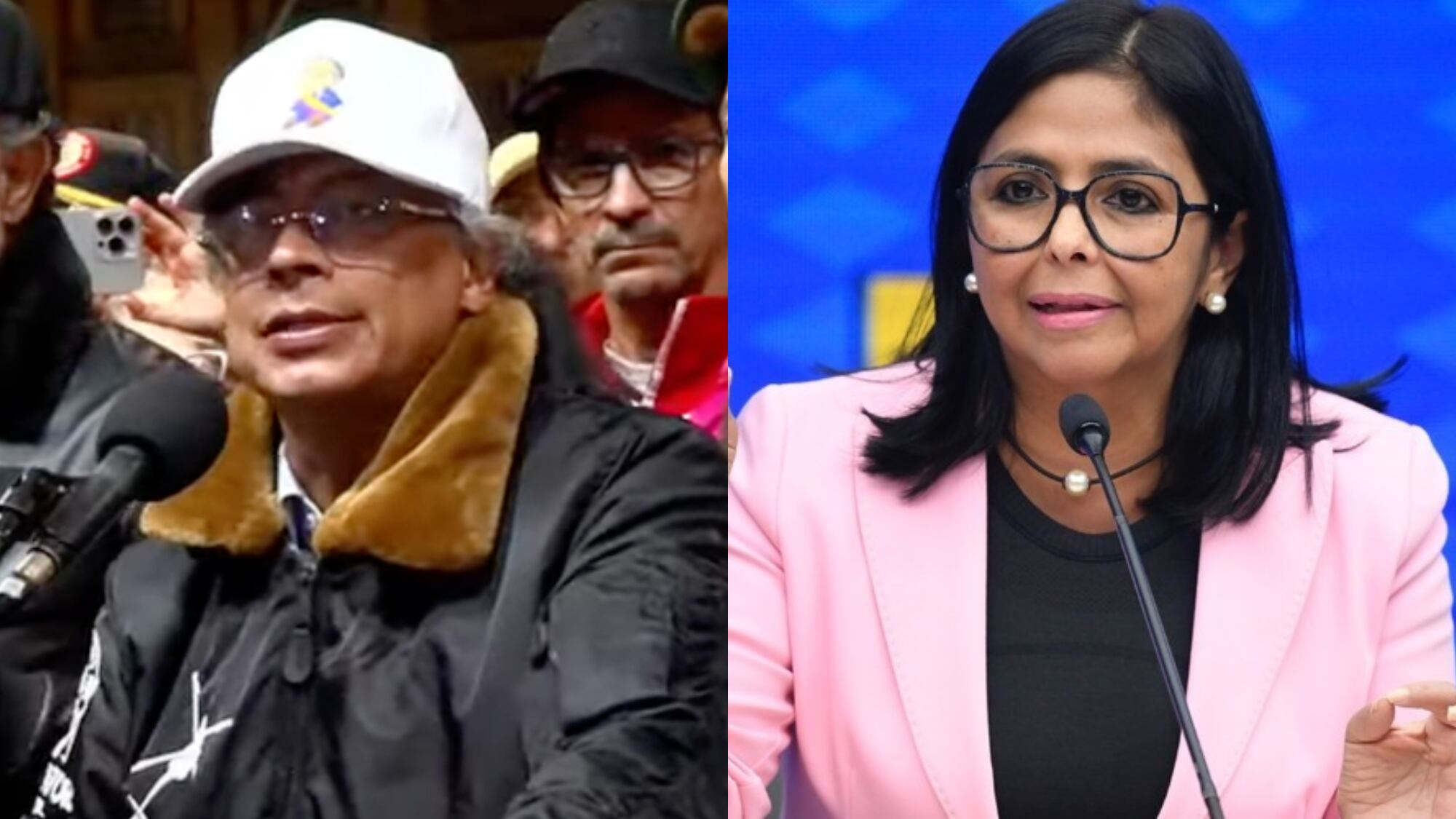 Gustavo Petro y Delcy Rodríguez, presidenta de Venezuela.