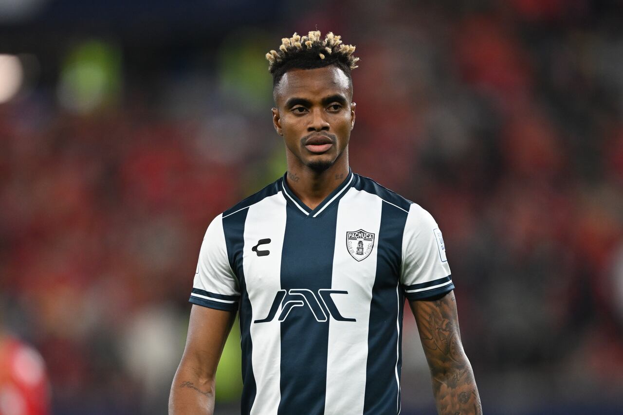 DOHA, QATAR - DECEMBER 14: Faber Gil of C.F. Pachuca reacts during the FIFA Challenger Cup: FIFA Intercontinental Cup match between Al Ahly and C.F. Pachuca at Stadium 974 on December 14, 2024 in Doha, Qatar. (Photo by Simon Holmes/Getty Images)