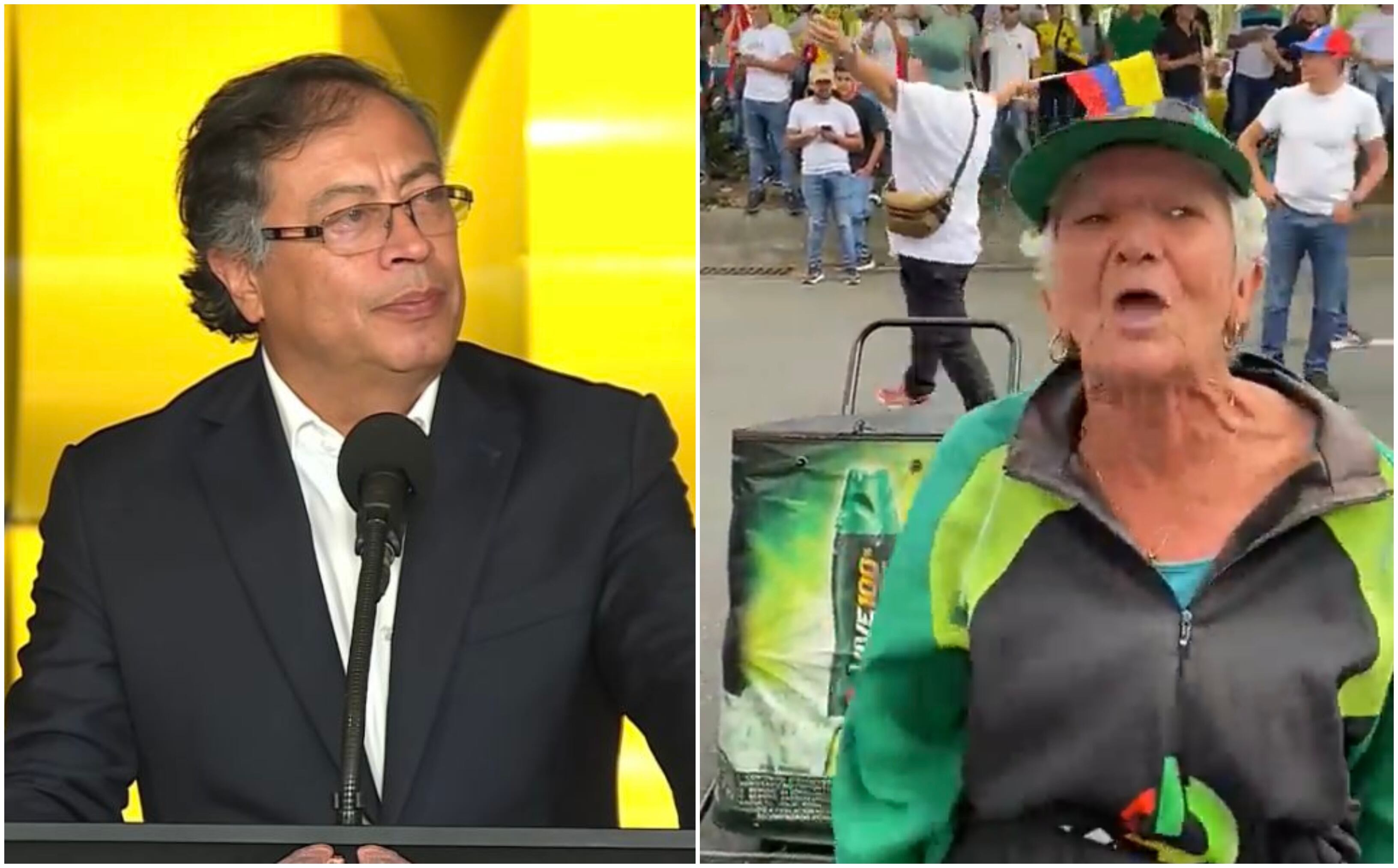 presidente Gustavo Petro y vendedora