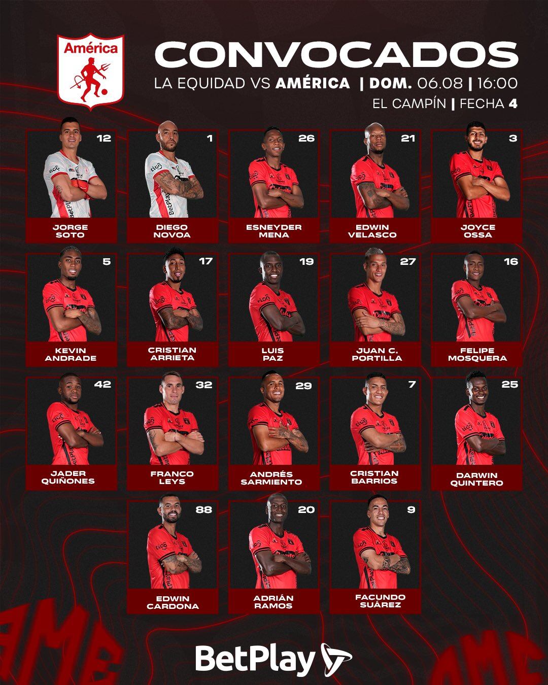 América de Cali había convocado a Adrián Ramos, pero terminó en la tribuna.