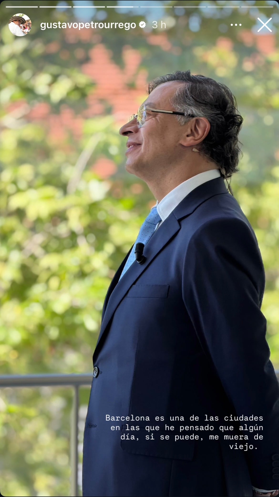 Publicación de Gustavo Petro en su cuenta persona del Instagram.