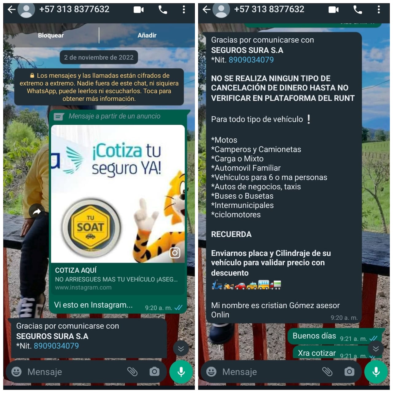 esta supuesta agencia estafa a conductores para que compren el seguro por WhatsApp