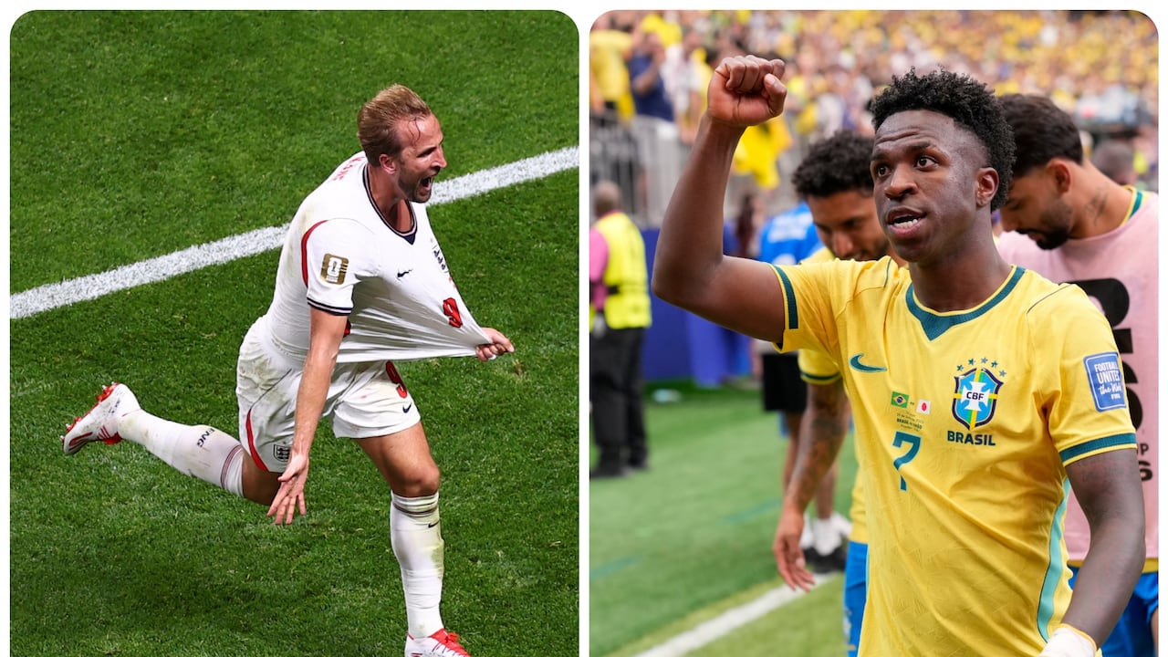 La Inglaterra de Harry Kane (izq.) y la Brasil de Vinícius Júnior verán acción en los octavos de final.