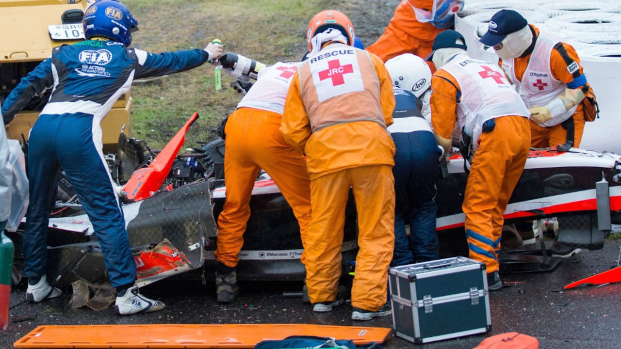 El piloto francés Jules Bianchi sufrió un grave accidente durante el Gran Premio de Japón de Fórmula Uno, el pasado 5 de octubre, 2014.