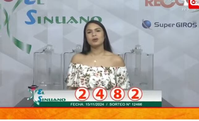 Sorteo Sinuano Noche 15 de noviembre de 2024
