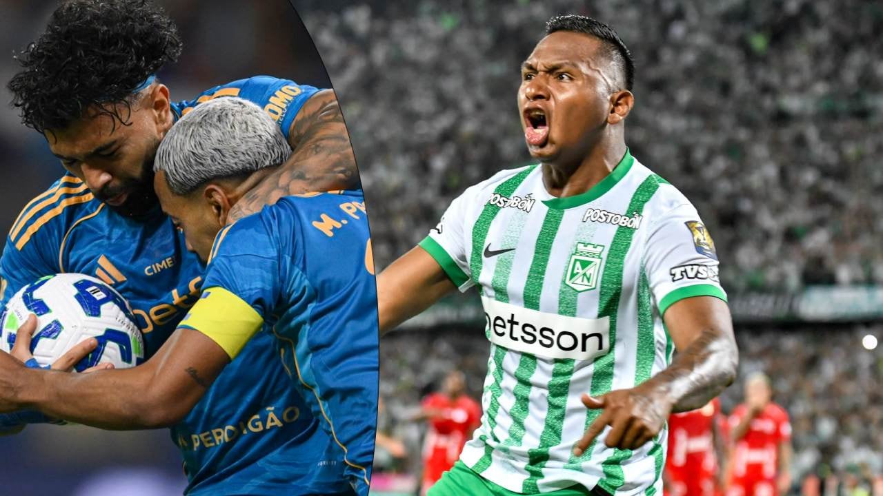 Alfredo Morelos y dos jugadores brasileños.