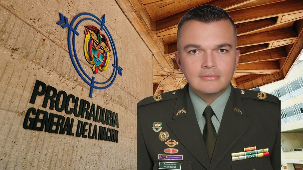 El teniente coronel retirado Óscar Miguel Moreno Arroyave y sede de la Procuraduría General.