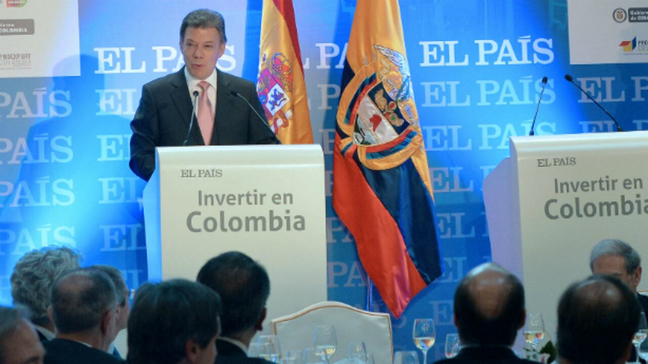El presidente Santos interviene en el foro organizado por el diario El País, en Madrid, España.