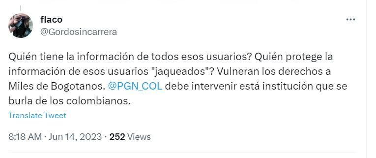 Captura de pantalla de tweets ciudadanos por caos en secretaría de movilidad