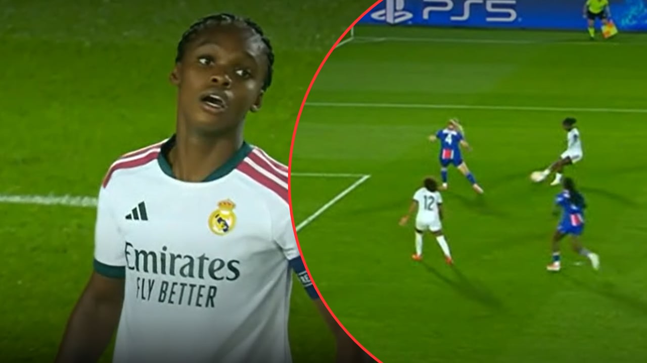 Linda Caicedo en medio de la acción insólita que perdió Real Madrid en Champions League.
