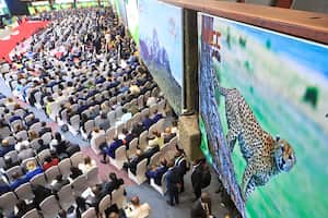 NAIROBI, KENYA - SEPTEMBER 4: People attend the 1st Africa climate summit at the Kenyatta International Convention Center in Nairobi, Kenya on September 4, 2023. (Photo by Andrew Kasuku/Anadolu Agency via Getty Images)