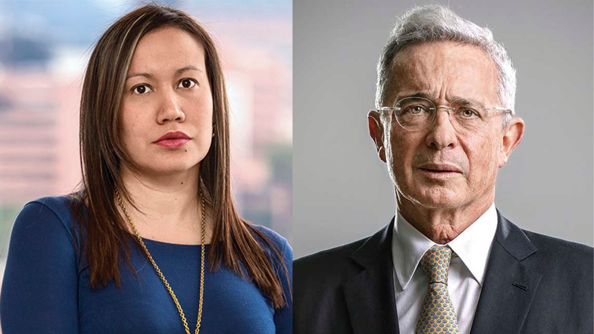 El expresidente y jefe máximo del Centro Democrático, Álvaro Uribe, y la ministra de Salud, Carolina Corcho.