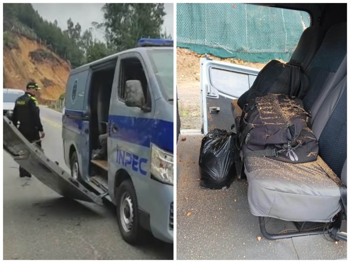 Así quedó la camioneta de la institución tras el atentado.
