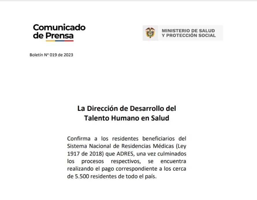 Comunicado sobre el pago a residentes.