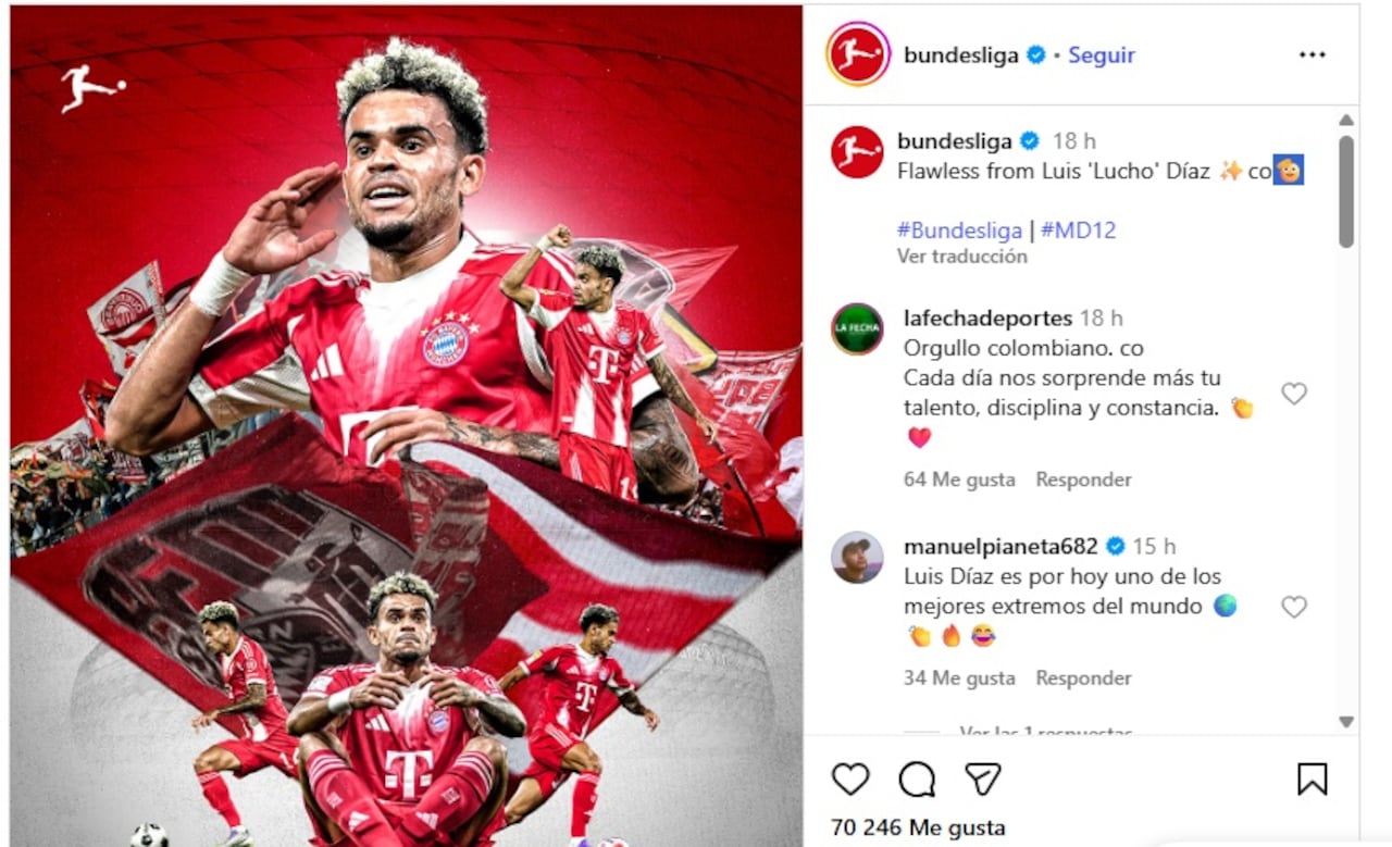 Pantallazo Instagram: @bundesliga