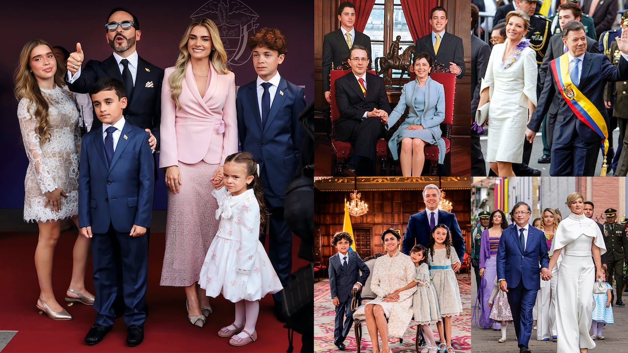 Una historia hay detrás de la moda en las presidenciales. Abelardo De La Espriella elegantemente vestido con su esposa e hijos el día de la posesión presidencial.