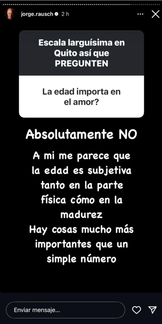 Jorge Rausch habló de si para él es importante la edad en una relación