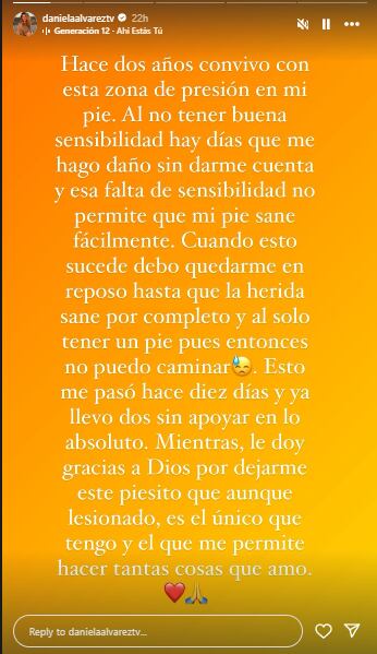 Daniella Álvarez habló del problema de salud que enfrenta