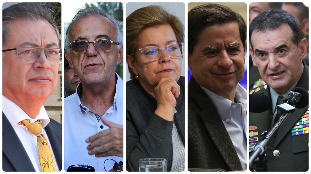 Gustavo Petro, Iván Velásquez, Gloria Inés Ramírez, Juan Fernando Cristo y el general William René Salamanca.