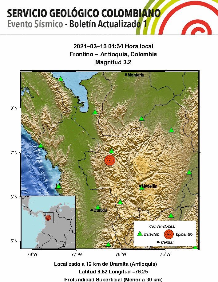El epicentro fue en Frontino.