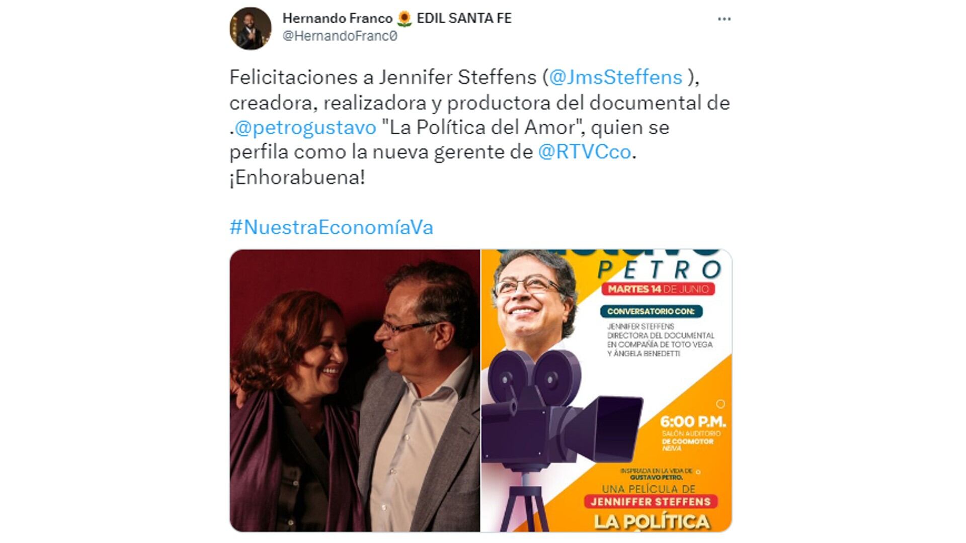 Publicación de Twitter.