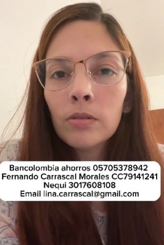 Lina ha dejado estas cuentas en sus redes para que personas la ayuden con donaciones