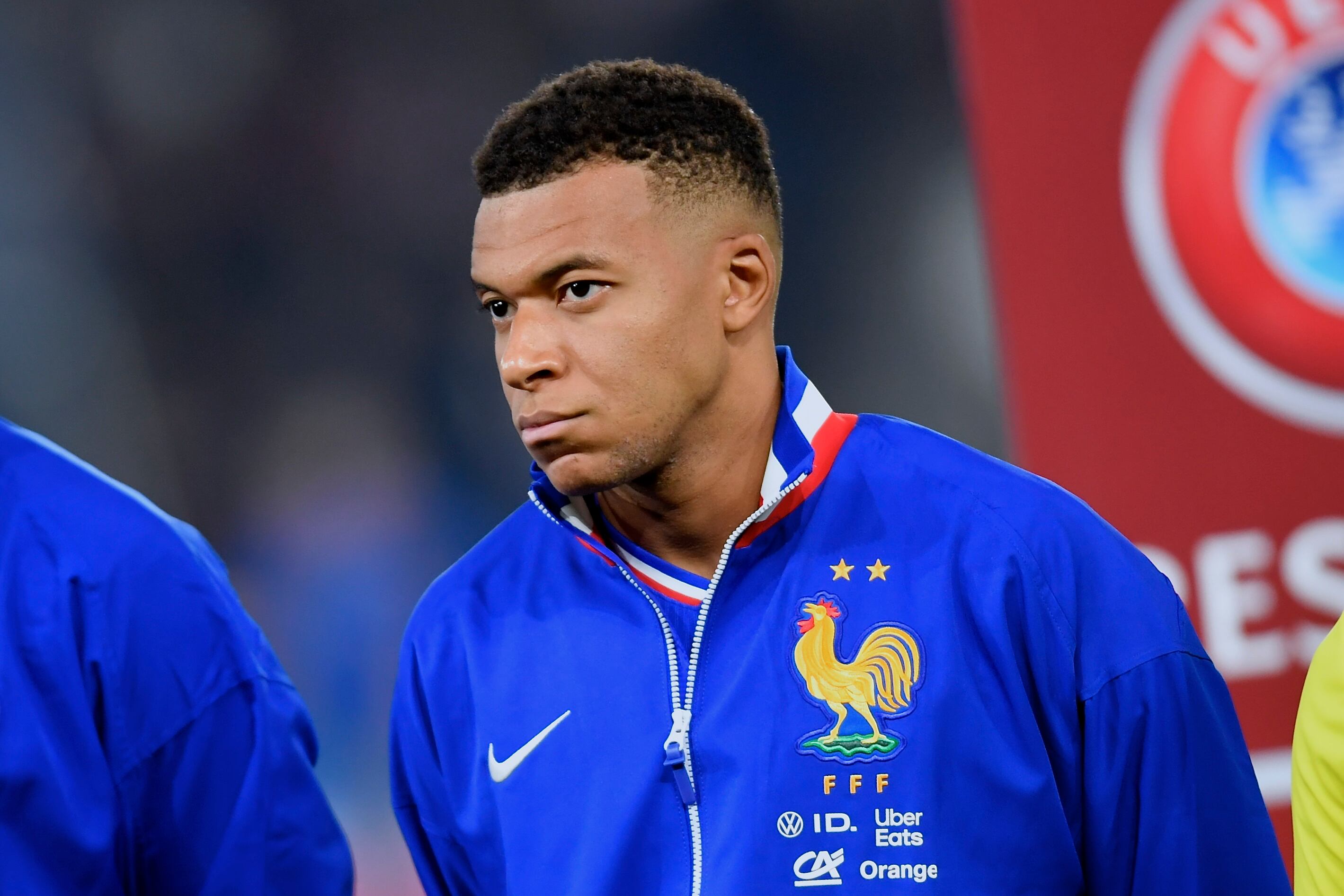 Kylian Mbappe of France reacts during the FIFA World Cup 2026 qualifier -Group H match between France and Iceland at Parc des Princes on September 09, 2025 in Paris, France. (Photo by Alex Nicodim/NurPhoto via Getty Images)
