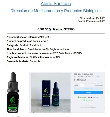 Aceite de cannabis con alerta del Invima