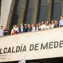 Plantón por suspensión de Daniel Quintero en Medellín.