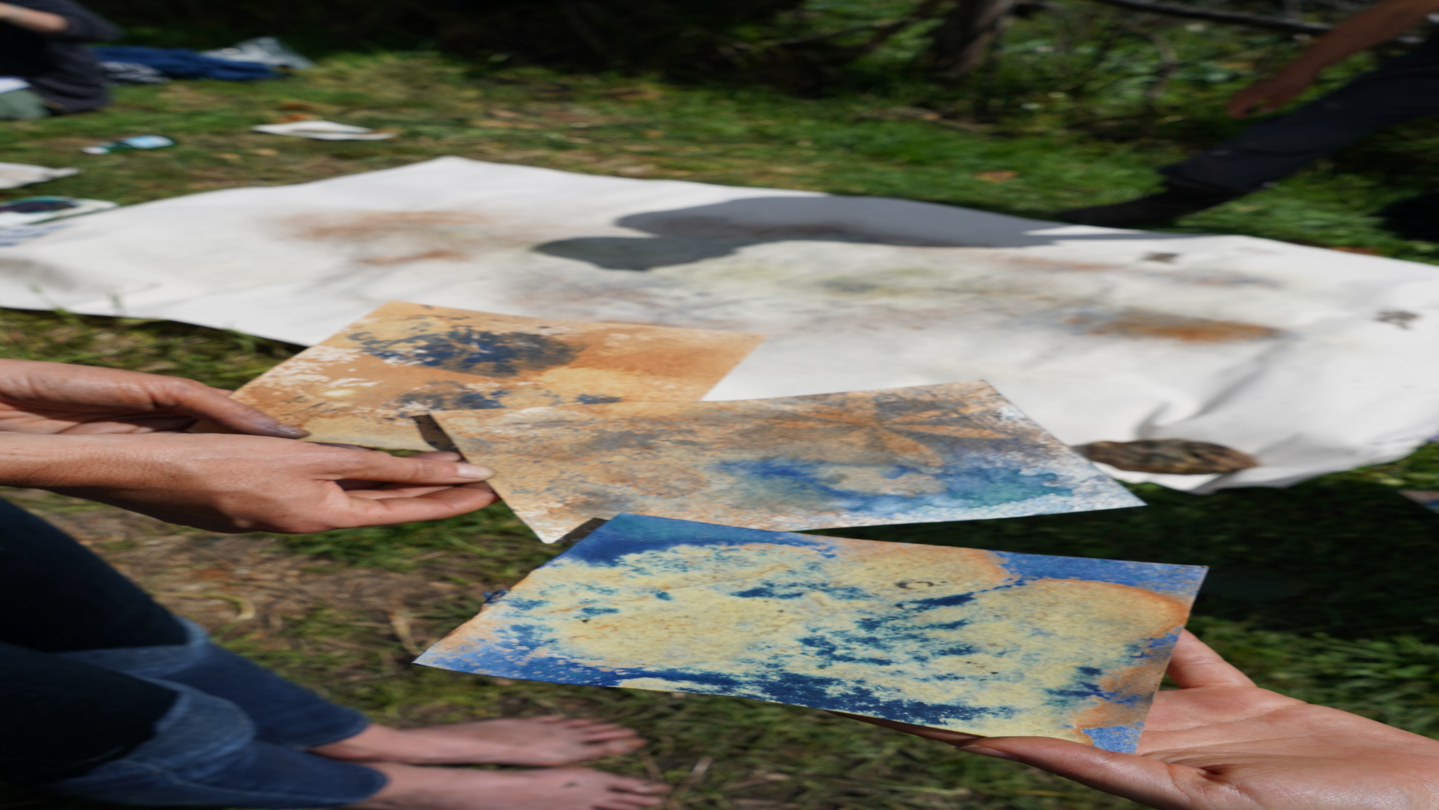 Taller de aguaauragrafías en el Cabildo-Mhyusca de Sesquilé.