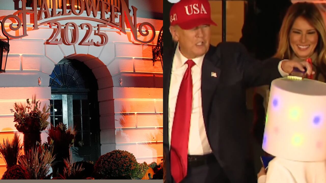 Donald y Melania Trump entregaron barras de chocolate tamaño gigante a niños disfrazados durante la celebración de Halloween en la Casa Blanca, mientras el gobierno federal seguía parcialmente cerrado. (Foto: AP)