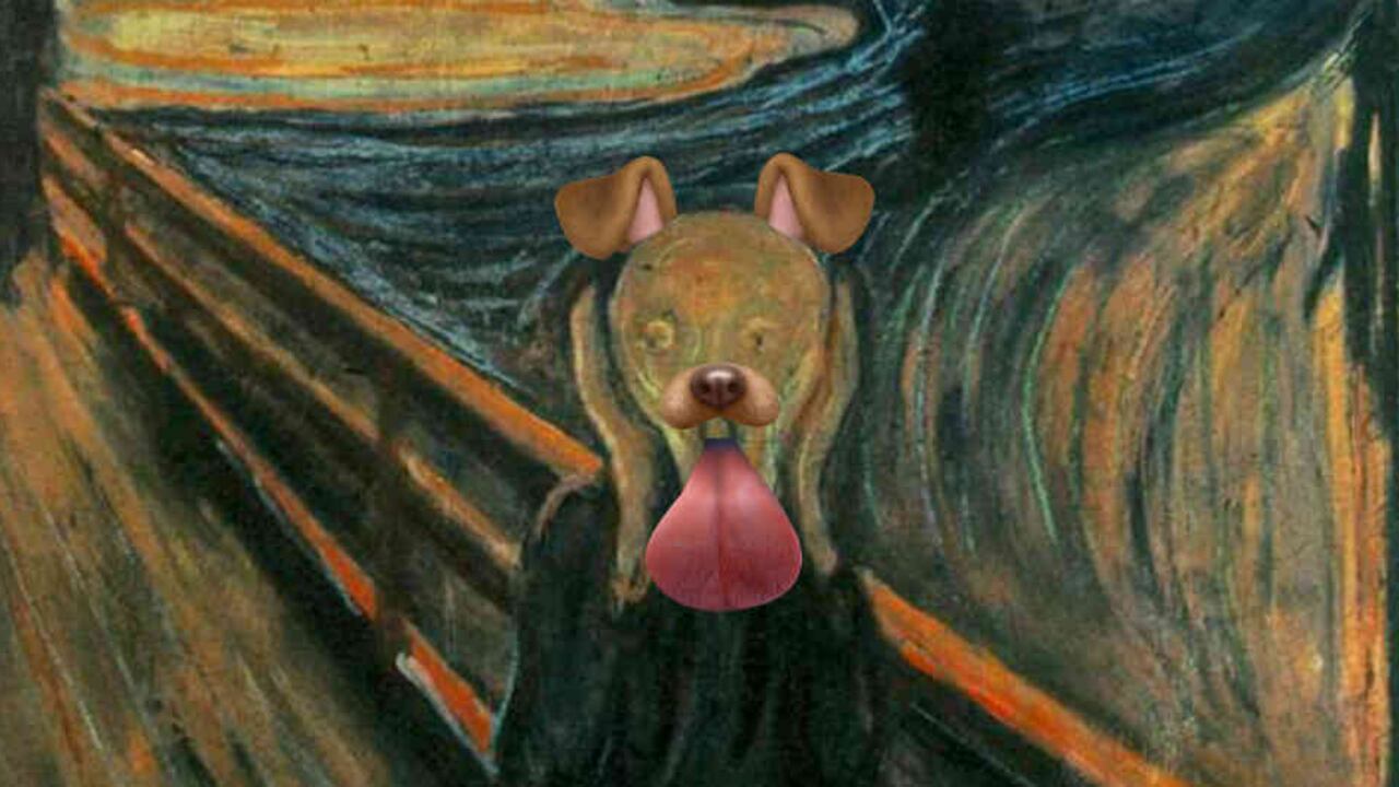La pintura El Grito del noruego Edvard Munch, editada con el popular filtro de Snapchat.