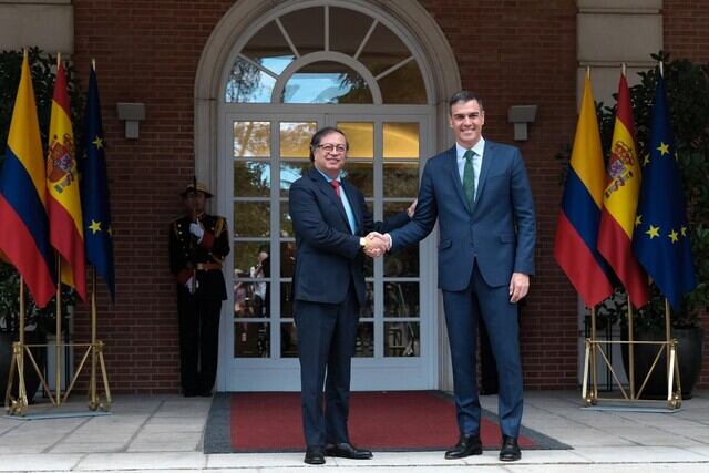 Presidente Gustavo Petro en reunión con Pedro Sánchez, presidente de España