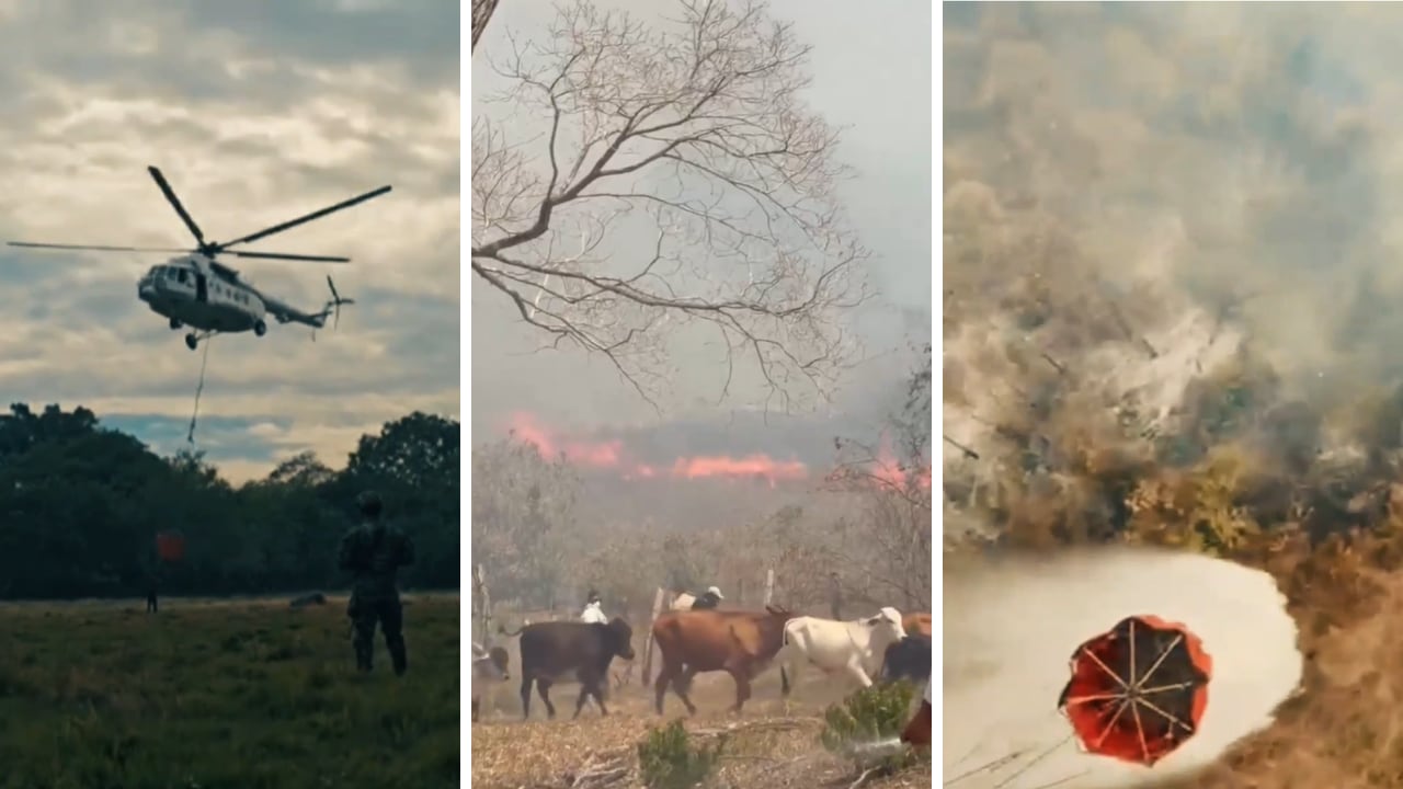 El fuego en una zona rural de Ortega movilizó tropas y apoyo aéreo para evitar su avance.