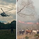 El fuego en una zona rural de Ortega movilizó tropas y apoyo aéreo para evitar su avance.