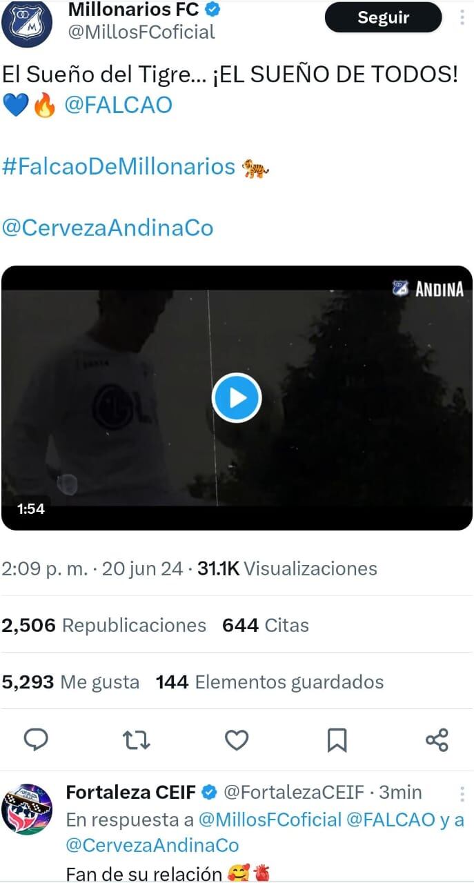 Reacciones a llegada de Falcao a Millonarios