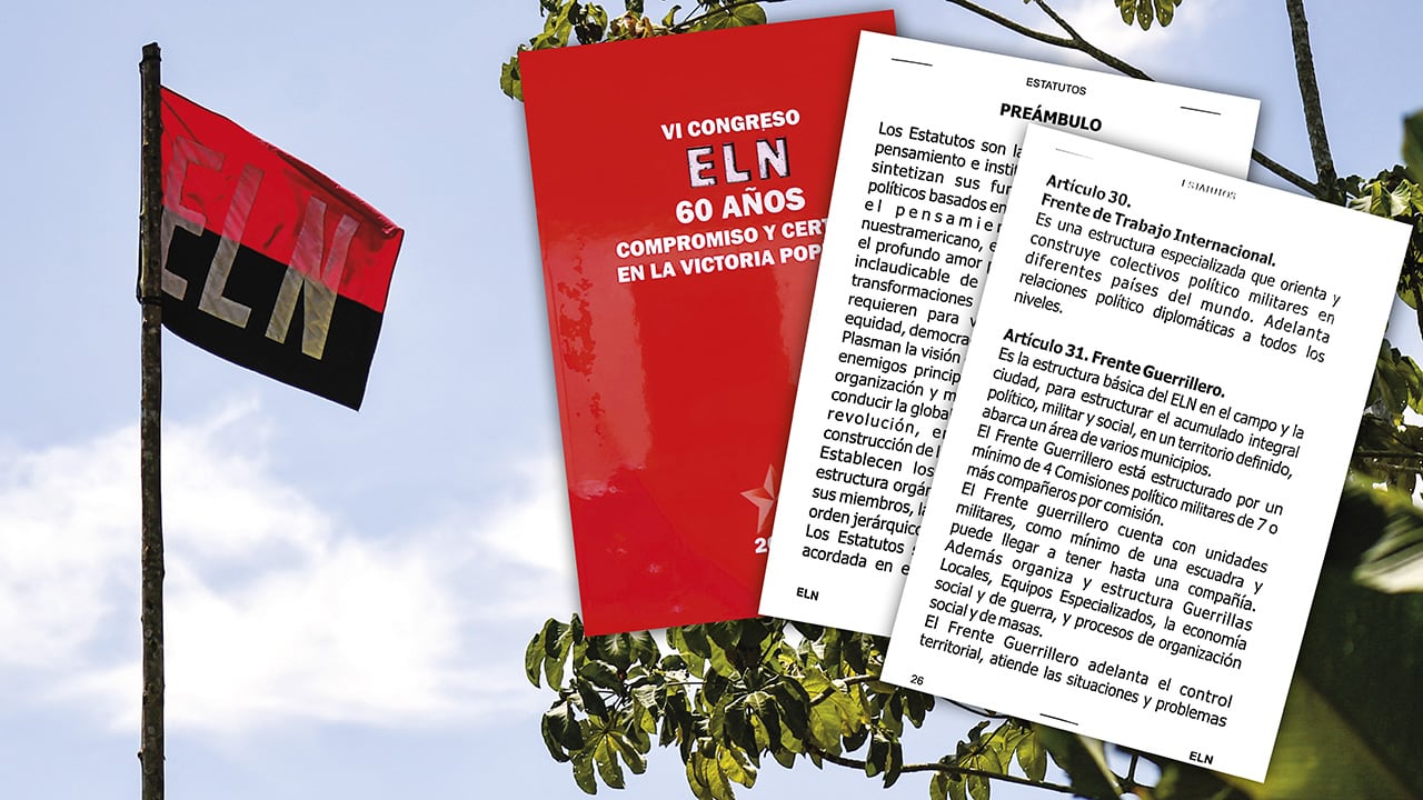 Estos son los estatutos del VI congreso que realizó el ELN en 2024. En las páginas se define la hoja de ruta de la guerrilla, sus objetivos y su estructura interna.