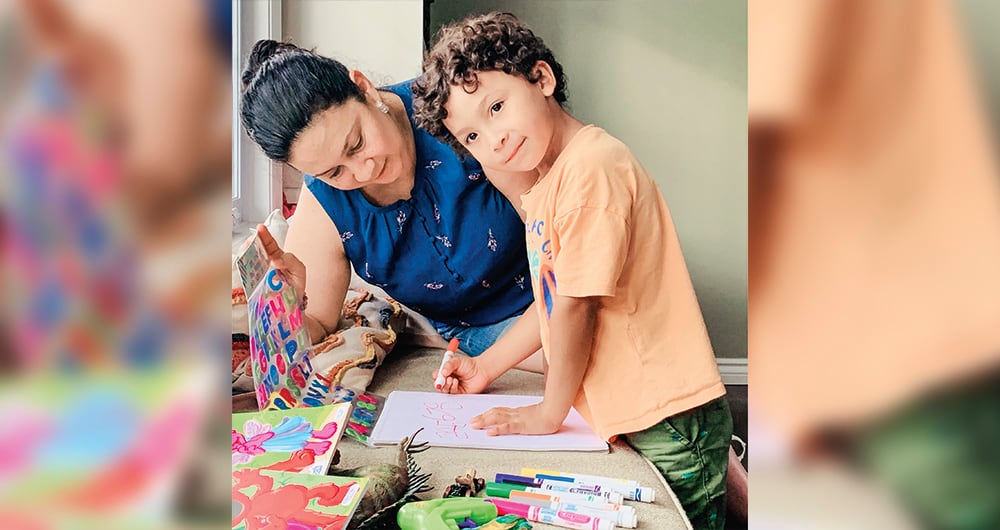 Piedad y su hijo Gabriel Arias.