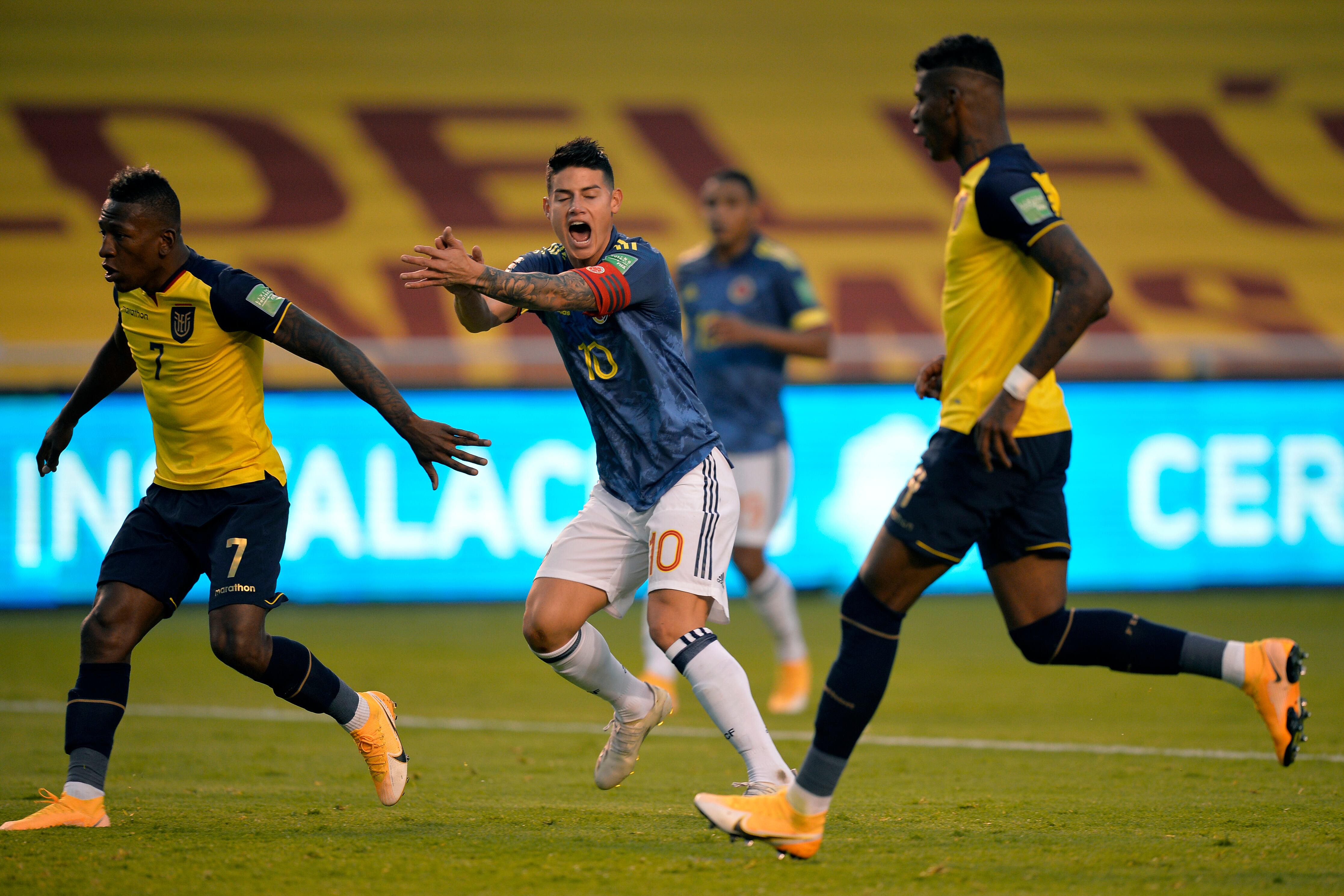 Imagen del partido entre Ecuador y Colombia por las clasificatorias a 2022