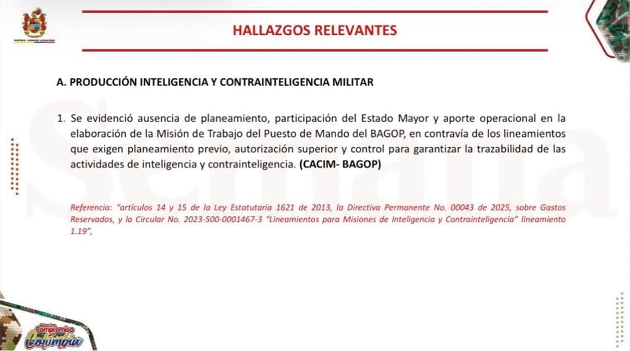El documento en poder de SEMANA revela posibles fallas que habría encontrado la inspección del Ejército en la inteligencia y contrainteligencia militar.