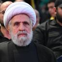 BEIRUT, LEBANON - AUGUST 06: Naim Qassem second-in-command of Hezbollah attends commemoration ceremony of Fuad Shukr, Hezbollah's top military commander who was assassinated by Israeli army in 30th of July, in Beirut, Lebanon on August 06, 2024. (Photo by Houssam Shbaro/Anadolu via Getty Images)