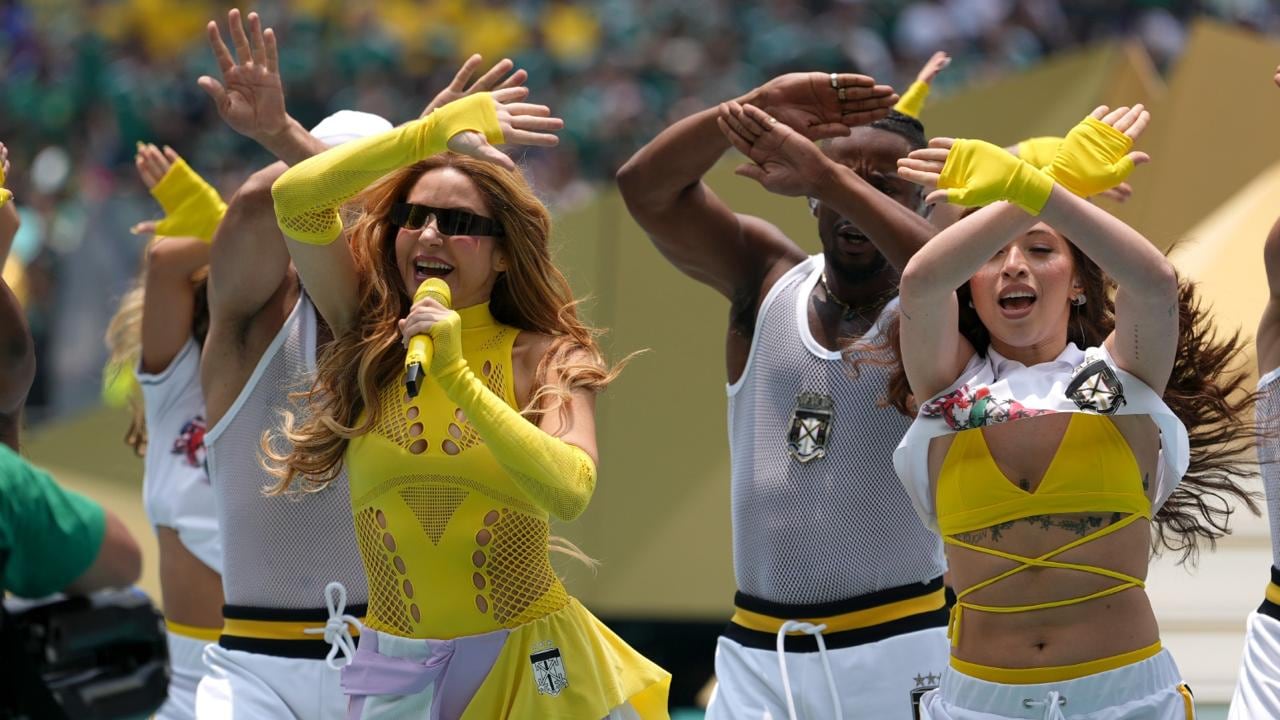 Shakira durante la presentación de “Dai Dai”, la canción oficial del Mundial 2026.