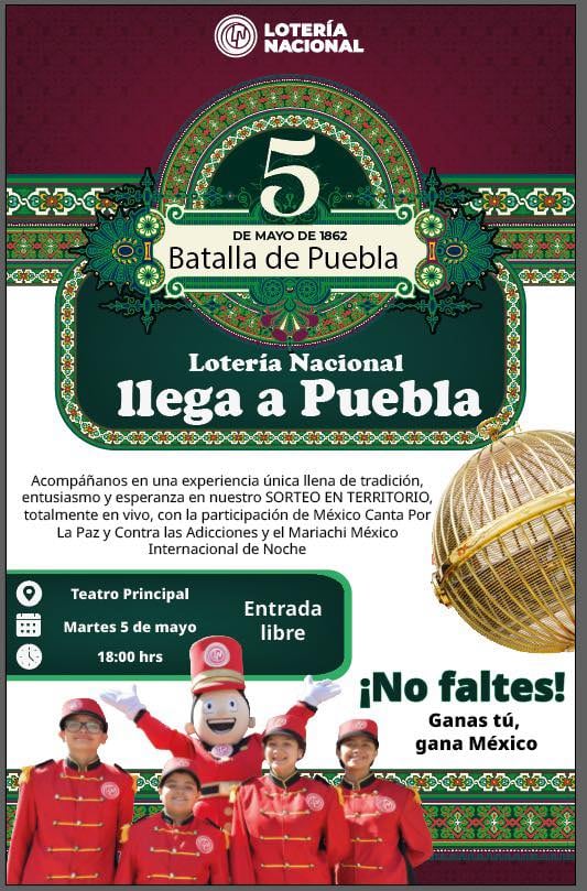 La Lotería Nacional incluyó un guiño cultural al recordar la Batalla de Puebla en su emisión especial.