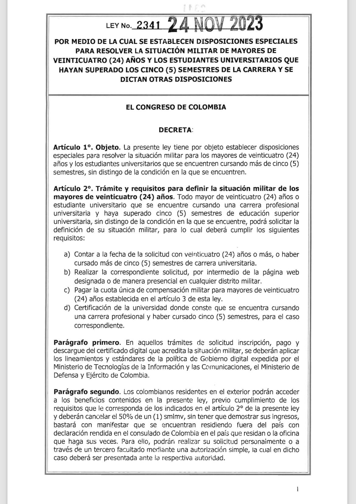 Ley situación militar