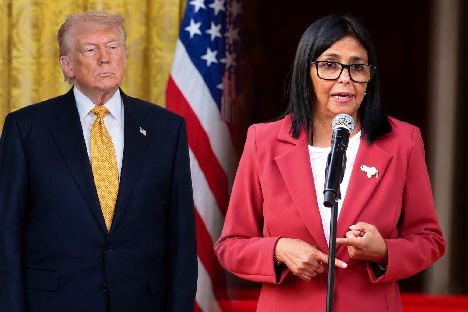 Donald Trump y Delcy Rodríguez.