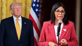 Donald Trump y Delcy Rodríguez.