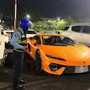 Lujoso Lamborghini, inmovilizado por prácticas peligrosas en el Túnel de Oriente en Medellín.